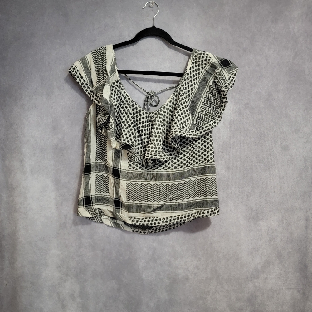 Cecilie Copenhagen Embroidered Ruffle Tie Back Top Size 2